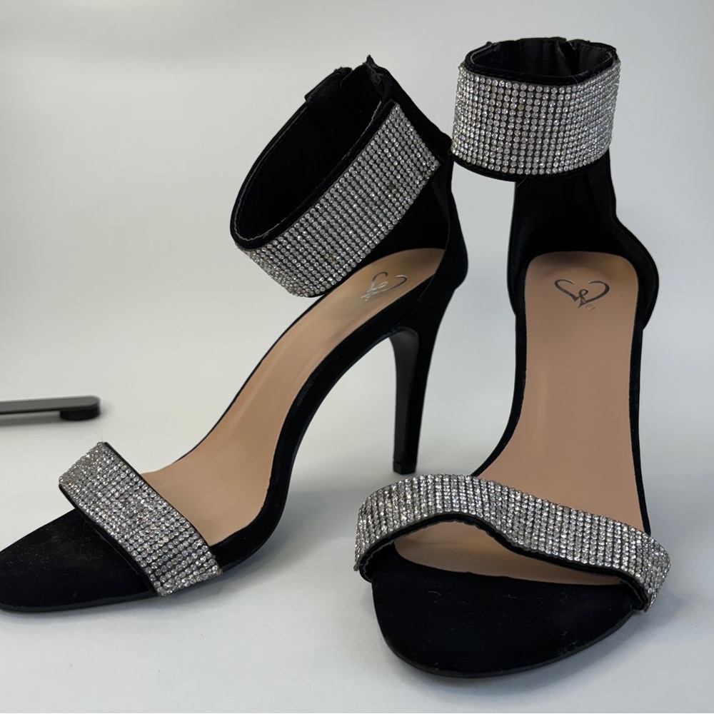 Black diamonte cuff strap 3.5 inch heel sandal Windsor brand